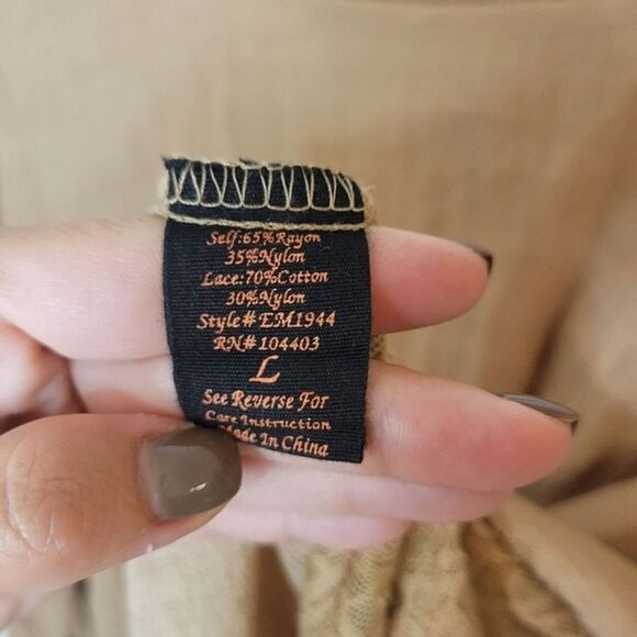 EM Women's Prefix Rope Lace Long sleeve Blouse Size L - Picture 7 of 7